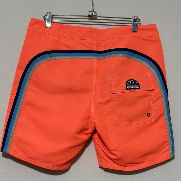 Sundek Iconic Taffeta Mid-length Swim Trunks Board Shorts Men's Size 30 Orange - Picture 2 of 12